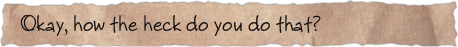 Okay, how the heck do you do that?