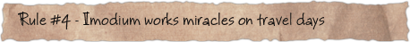 Rule #4 &ndash; Imodium works miracles on travel days