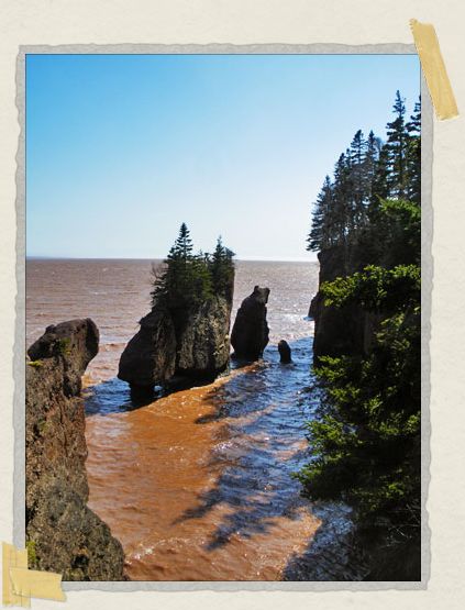 'This is a classic view of the Hopewell Rocks during high tide. These rocks are one of the favorite places to see the difference in the tidal range...