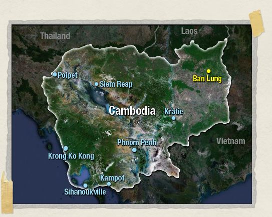 'Ban Lung is located in the northeastern corner of Cambodia