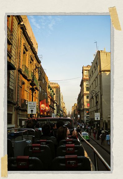 'The streets of Mexico City, as seen from the top of a tourist bus