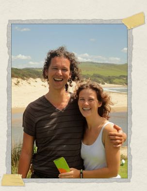'Our friends Peter and Loes, taken at Bulungula, when we were decidedly not pinned under hundreds of pounds of groceries
