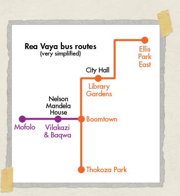 'The route to Vilakazi Street, Soweto, using the Rea Vaya bus line