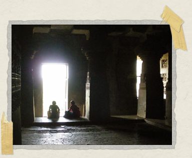 'Inside the cool, dark, quiet recesses of a Buddhist cave-temple at Ellora.