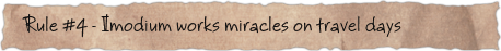 Rule #4 – Imodium works miracles on travel days