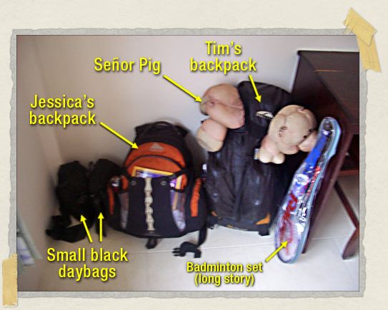'The luggage we carried on our round-the-world trip (ignore the badminton set)