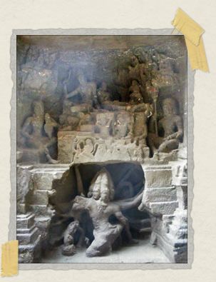 'A depiction of the demon-king Ravanna shaking Mount Kailash