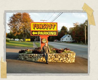 'Our friend Philip posing with the sign outside the gaming world's mecca, Funspot
