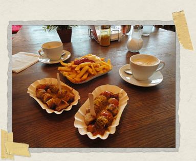 'Behold: currywursts! One of a number of nummy things we ate while in Germany.