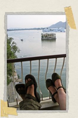 'My awesome and adorable shoes which are in need of a cobbler are on the right! Here they are during their honeymoon, er our honeymoon, to India last year.