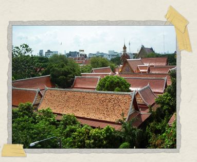 'Our room at Mango Lagoon Place looked out over Wat Chana Songkhram