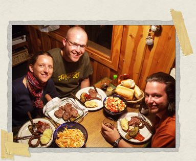 'Paul and Caroline sit down with us to enjoy the magnificent dinner they've concocted