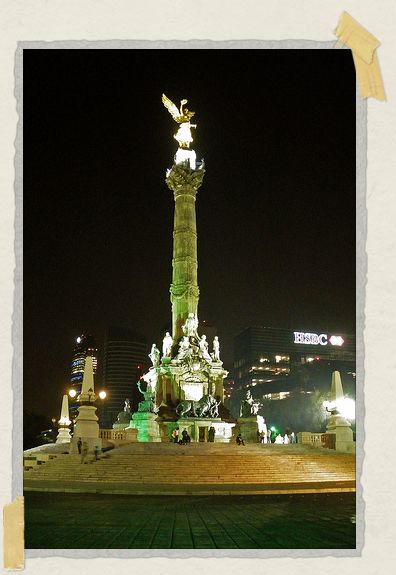 'Mexico City's iconic Independence Monument at night