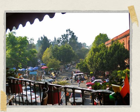 'The view from our restaurant, overlooking the market