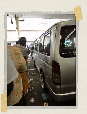 'Queuing up to board a taxi at rush hour in Joburg CBD