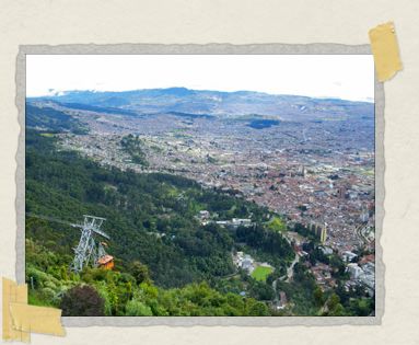 'The view from up top included mountains, leafy trees, and Bogota for as far as the eye could see. And in this case, the teleferico car is pictured here too!