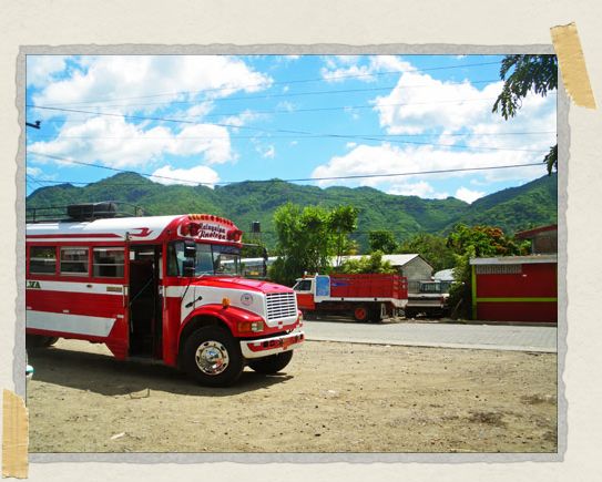 'The public buses throughout Nicaragua – often painted multiple colors – were originally school buses in America