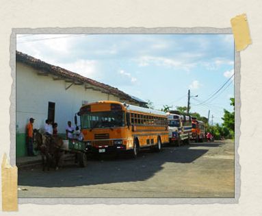 'Nicaragua inherited old American school buses which are sometimes left a familiar yellow and other times painted all sorts of colors