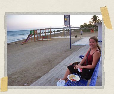 'An early dinner on a bench overlooking the sea