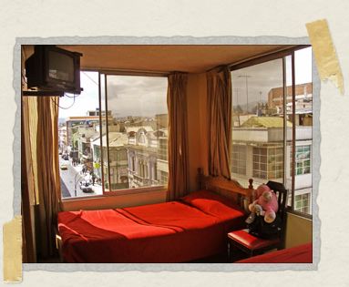 'Our hotel room, looking down over bustling Riobamba