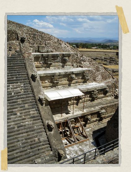'Excavations taking place on one of the many pyramids in the complex